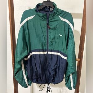 Vintage 80’s/90’s Green/Navy Winner Zip-Up Windbreaker Jacket Size Large